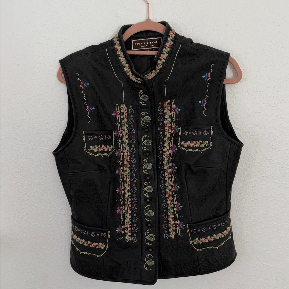 Double D Ranch Embroidered Leather Vest